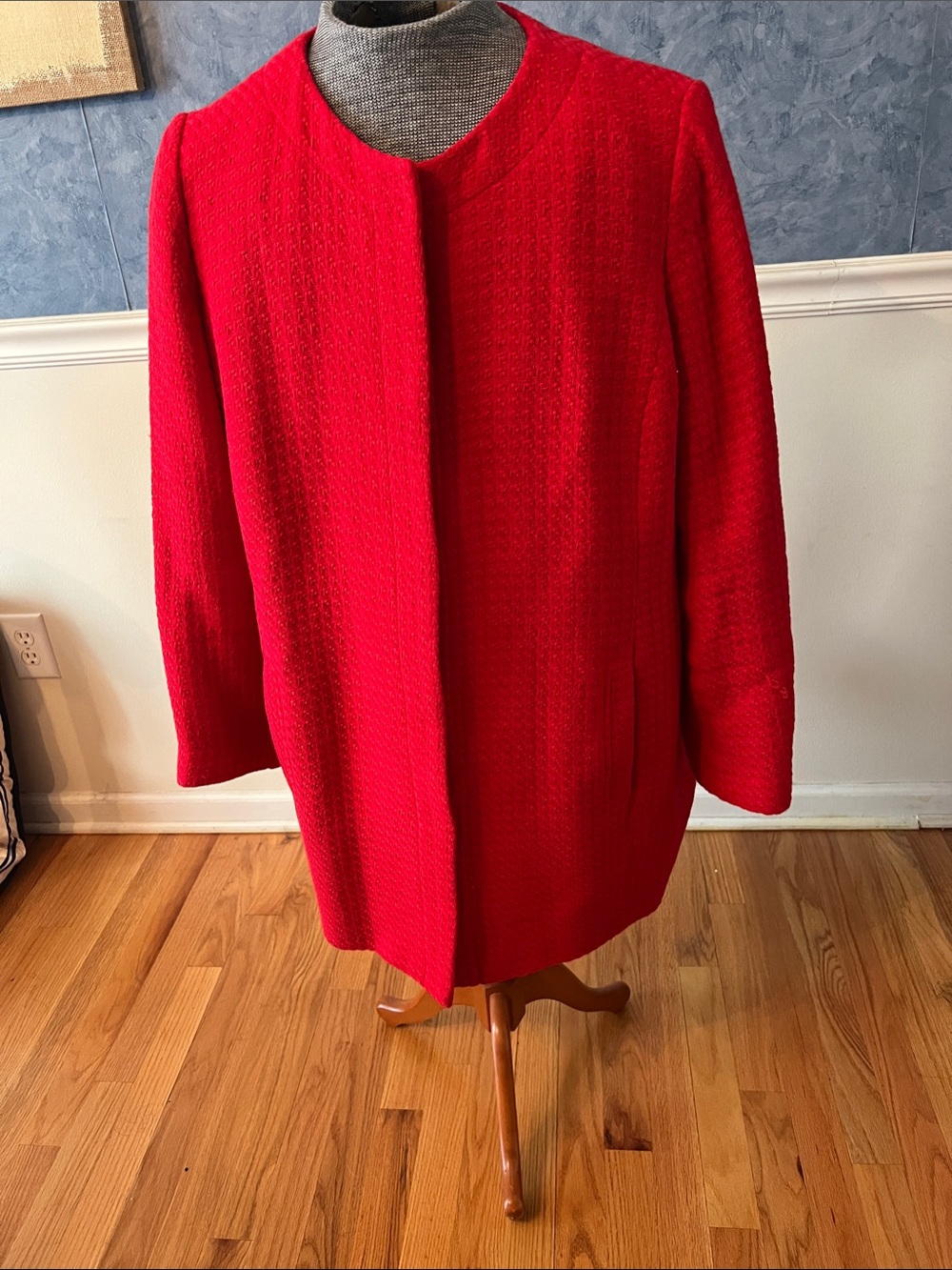 Talbots Red Textured Open-Front Blazer Jacket